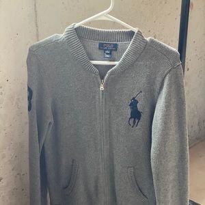 Grey polo zip up sweater